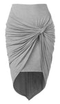 Come Together Women's Draped Wrap Style High Low Midi Skirt Grey XXL