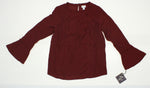 Ava & Viv Women's Plus Size Ruffle Trim Blouse Maroon X