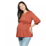 Isabel Maternity by Ingrid & Isabel Crewneck 3/4 Sleeve Sandwashed Top