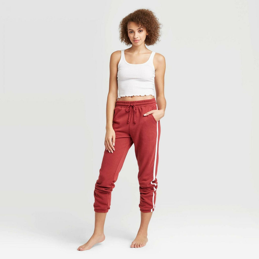 NWT Colsie Fleece Lounge Jogger Pants Small Maroon Full Condition