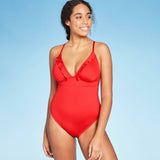 Shade & Shore Women's One Piece Ruffle Front Swimsuit