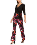 NWT NY Collection Petite Floral Surplice Knit Jumpsuit. PITU7614 Petite Medium