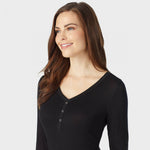 Warm Essentials by Cuddl Duds Women's Long Sleeve Smooth Stretch V-Neck Shirt