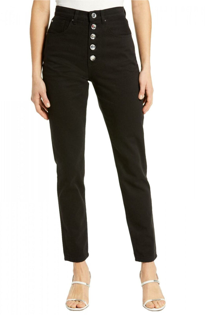 WeWoreWhat purchases The Danielle Crystal Exposed Button High Waist Jean