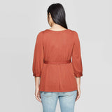 Isabel Maternity by Ingrid & Isabel Crewneck 3/4 Sleeve Sandwashed Top