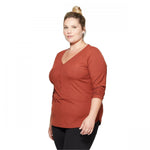 Ava & Viv Plus Size Long Sleeve V-Neck Ribbed Henley T-Shirt