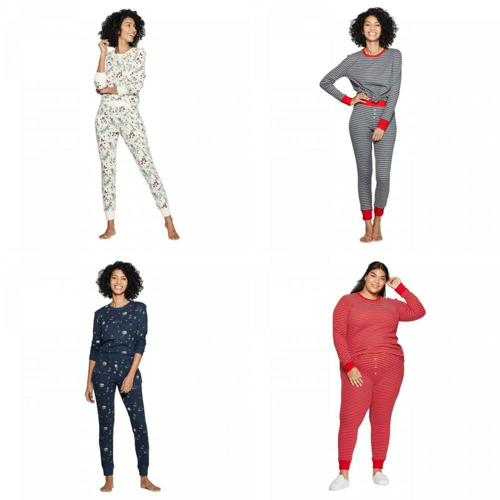 Stars Above Women's Plus Size Holly Print Thermal Sleep Pajama Set 