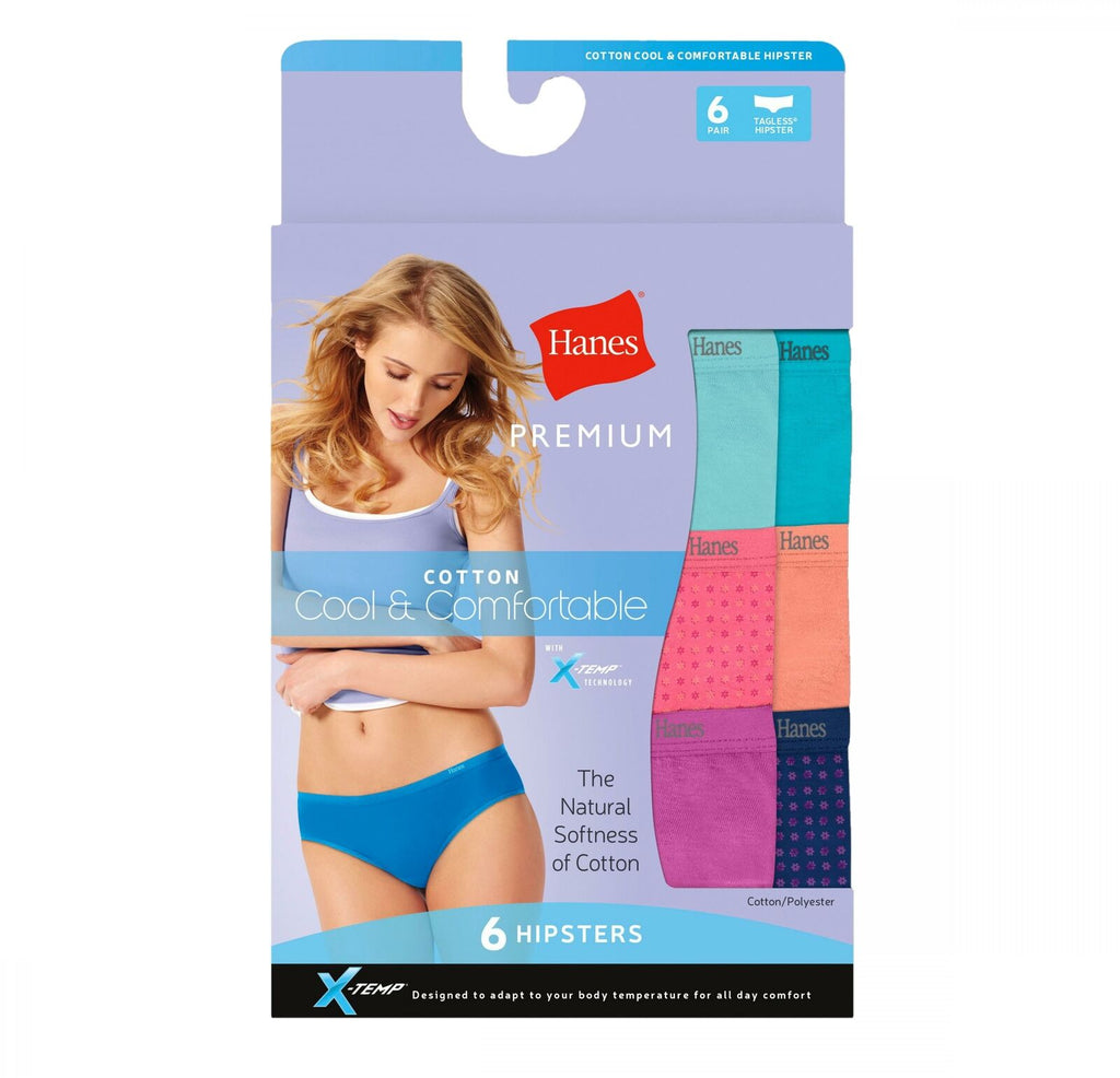 Hanes, Intimates & Sleepwear, New Hanes Womens 6pack Cotton Hipsters  Panties Tagless Underwear Soft Cool