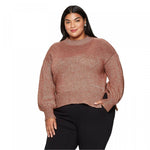 Ava & Viv Women's Plus Size Crewneck Lurex Pullover Sweater