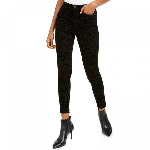 Rewash Women's Junior Fit Velvet Leopard Jeans