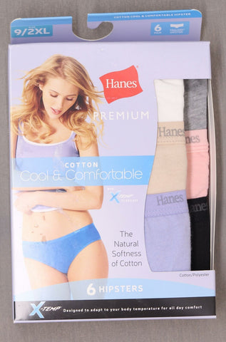 Hanes Premium Women's 6 Pack Cool and Comfortable Cotton Hipster Panti –  Biggybargains