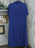 Du Jour Button Front Shirt Midi Dress With Tie Detail Navy XL