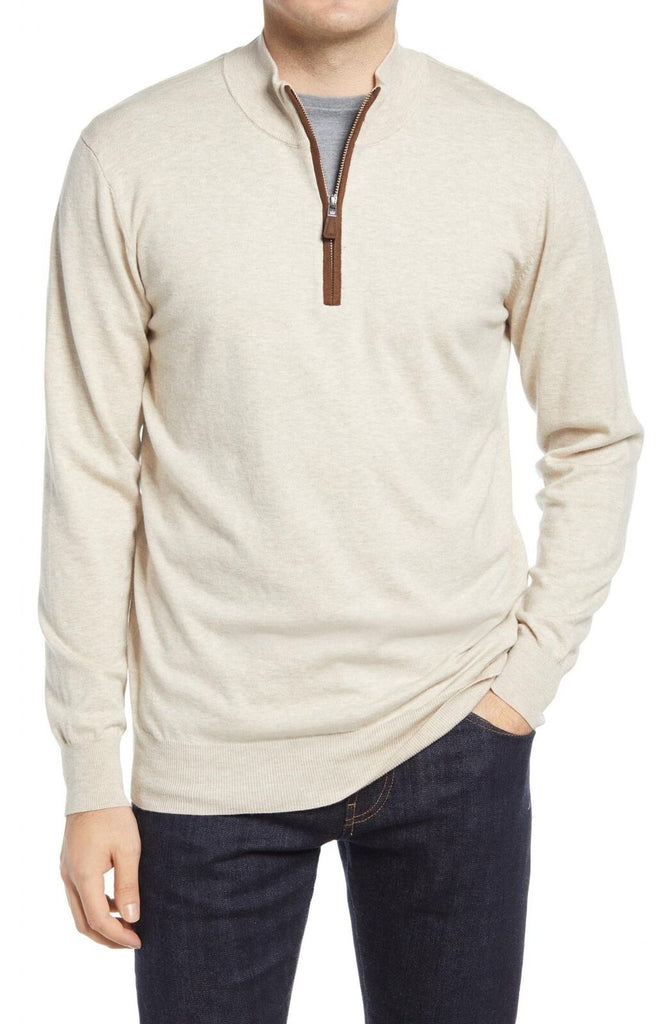 NWT Peter Millar Mens Sonoma Quarter 1/4 Zip deals Pullover XL Oat Brown