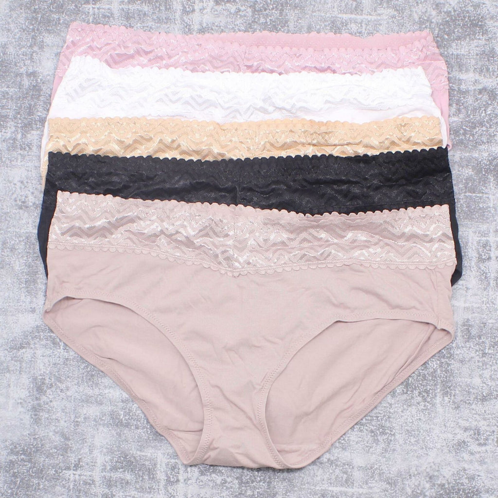 Gloria Vanderbilt 5 PK Full Coverage Hipster Pantie Underwear Lace Cotton  XL for sale online