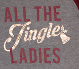 Fifth Sun Women's Christmas All the Jingle Ladies Graphic Raglan T-Shirt
