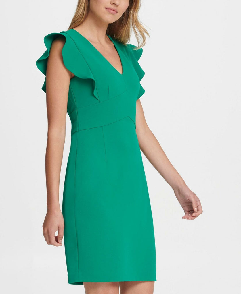 DKNY Women's V-Neck Ruffle Cap Sleeve Sheath Dress – Biggybargains