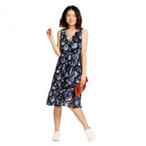 A New Day Women's Floral Chiffon Lined Midi Dress Blue XXL