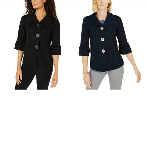 JM Collection Women's Textured Bell Sleeve Jacket – Biggybargains
