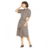 Who What Wear Puff Short Sleeve Collared Front Button Down Midi Wrap Dress