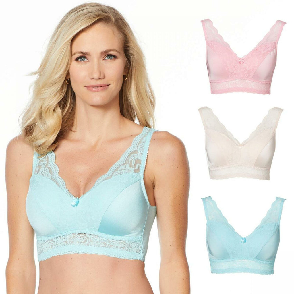 Rhonda Shear 3 Pack Lace Overlay Ahh Bras with Removable Pads