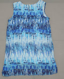 H by Halston Women's Sleeveless Printed Chiffon Overlay Tunic Top Blue XXS