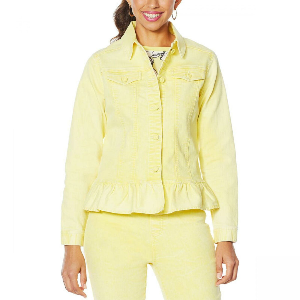 L'Agence L'AGENCE Celine Denim Jacket with Lemon Print White Yellow |  Grailed