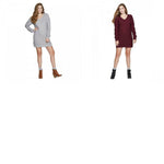 Xhilaration Women's Long Sleeve V-Neck Lace-Up Sweater Mini Dress