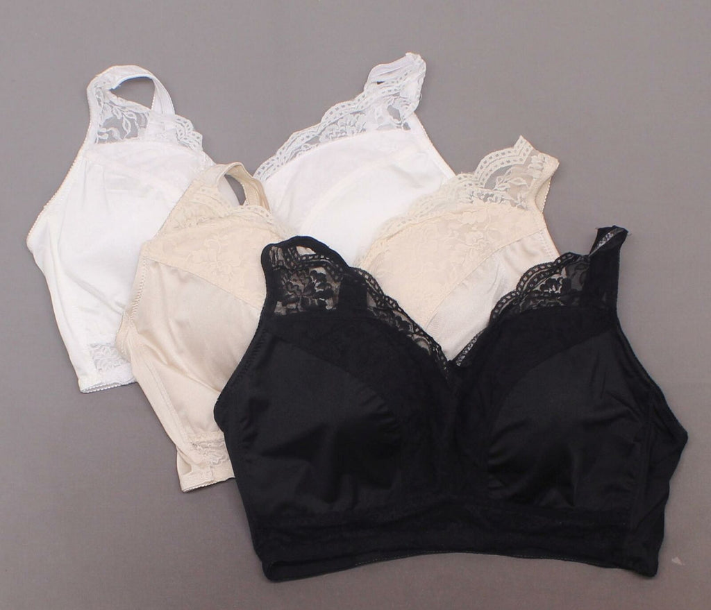 3 pack Ahh Bra Rhonda Shear Shape Wear Comfort Seamless Stretch Black White  Nude