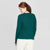 A New Day Women's Ribbed Cuff Crewneck Pullover Sweater