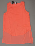 NWT August Moon Women's Cross Back Hi-Lo Hem Tank Coral Orange Large