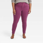 Ava & Viv Women's Plus Size High-Rise Ankle Skinny Jeans Purple 16W