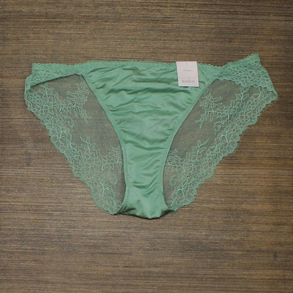Women's Cotton Cheeky Underwear with Lace Waistband - Auden™ Ocean Spray  Green M