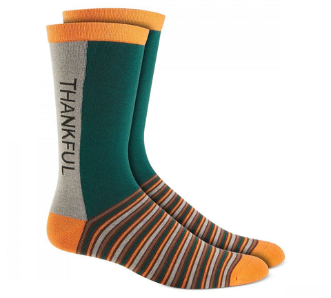 Club Room Mens Holiday Thankful Thanksgiving Striped Crew Socks