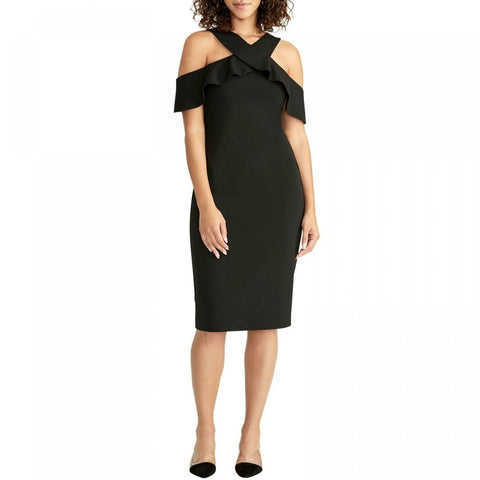 RACHEL Rachel Roy Women's Cold Shoulder Ruffle Halter Sheath Dress