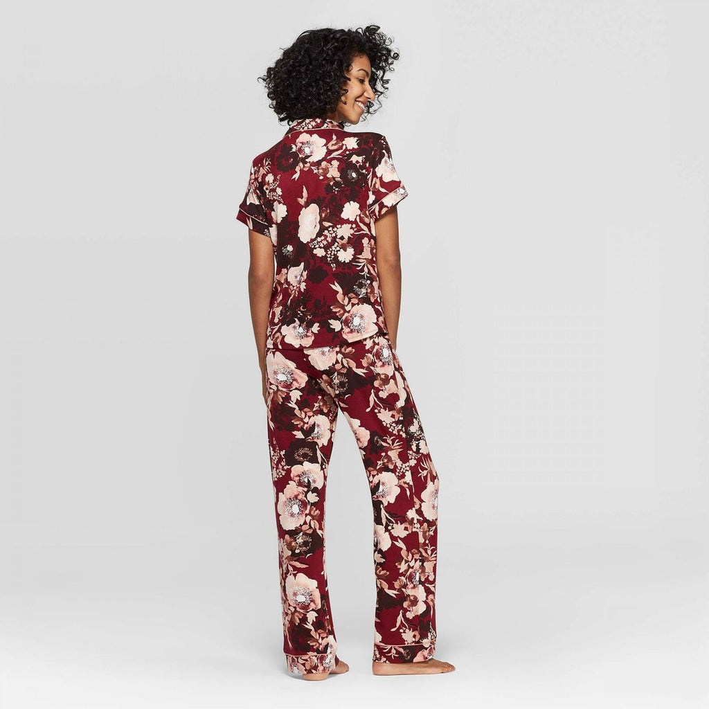 Floral Print Beautifully Soft Notch Collar Pajama Set