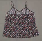 Xhilaration Women's Floral Print Tie Front Cami Tank Top with Lace Trim