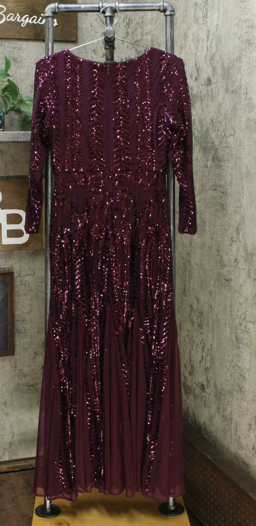 R & M Richards Short Sleeve Embellished Sequin Godet Dress