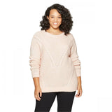 Ava & Viv Women's Plus Size Crewneck Cable Pullover Sweater