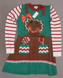 Born Famous Women's Gingerbread Apron Ugly Christmas Sweater Dress