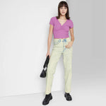 Wild Fable Women's Super-High Rise Acid Over-Dye Straight Jeans