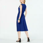 Charter Club Women's Tie Waist Midi Dress Modern Blue Small
