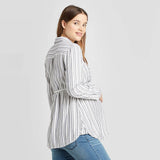 Isabel Maternity by Ingrid & Isabel Long Sleeve Collared Button Down Tunic Shirt