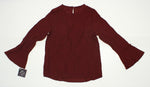 Ava & Viv Women's Plus Size Ruffle Trim Blouse Maroon X