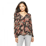 Knox Rose Women's Floral Print Long Sleeve Peasant Top