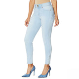 IMAN City Chic 360 Slim Skinny Jeans With Ankle Zippers Chambray 10