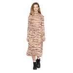 Wild Fable Women's Tiger Print Long Sleeve Mock Turtleneck Mesh Midi Dress