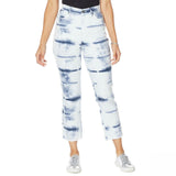 DG2 by Diane Gilman Tie Dye Straight Cropped Jeans 10 Tall Navy