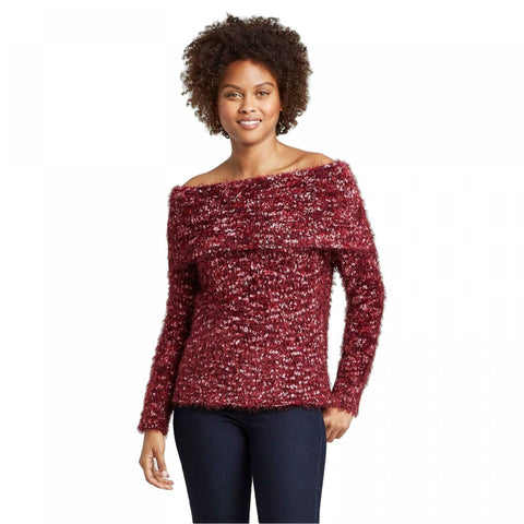 NWT Knox Rose Women's Off The Shoulder Eyelash Sweater. JRS28605V3 X-Small