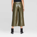 Prologue Women's Faux Leather Regular Fit Mid Rise Wide Leg Pants