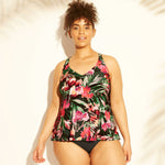 Aqua Green Women's Plus Size Racerback Tankini Top